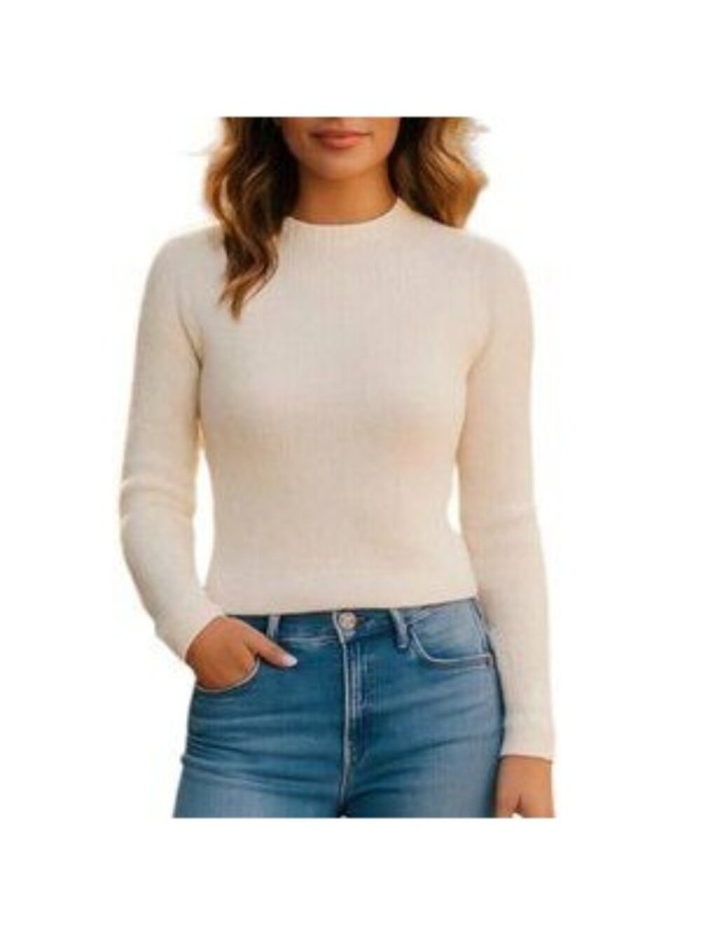 Anthropologie Super-Soft White Cropped Sweater, Size Small